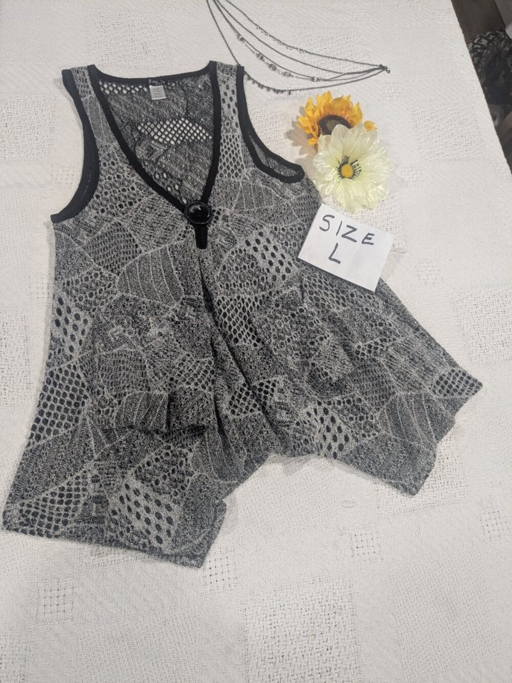 Lily By Firmiana Baige Lace Vest large